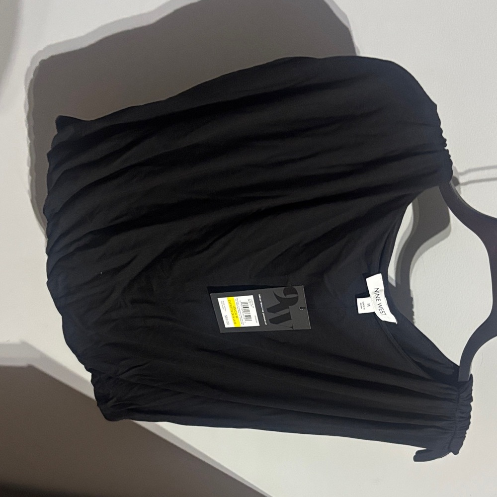 Nine West Black Off-Shoulder Ruched Top